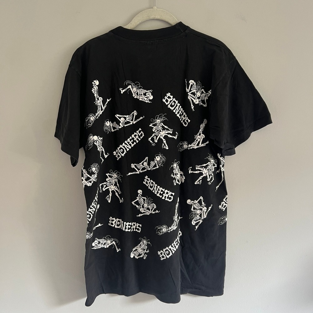 VINTAGE 90'S BLACK BONERS SKELETON ALL‎ OVER PRINT T-SHIRT - Picture 5 of 5